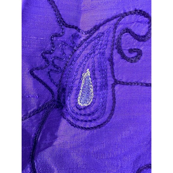 Vintage Chicos Cardigan Silk 1 Medium Blue Embroidered Lightweight Shell  Button - Picture 9 of 9